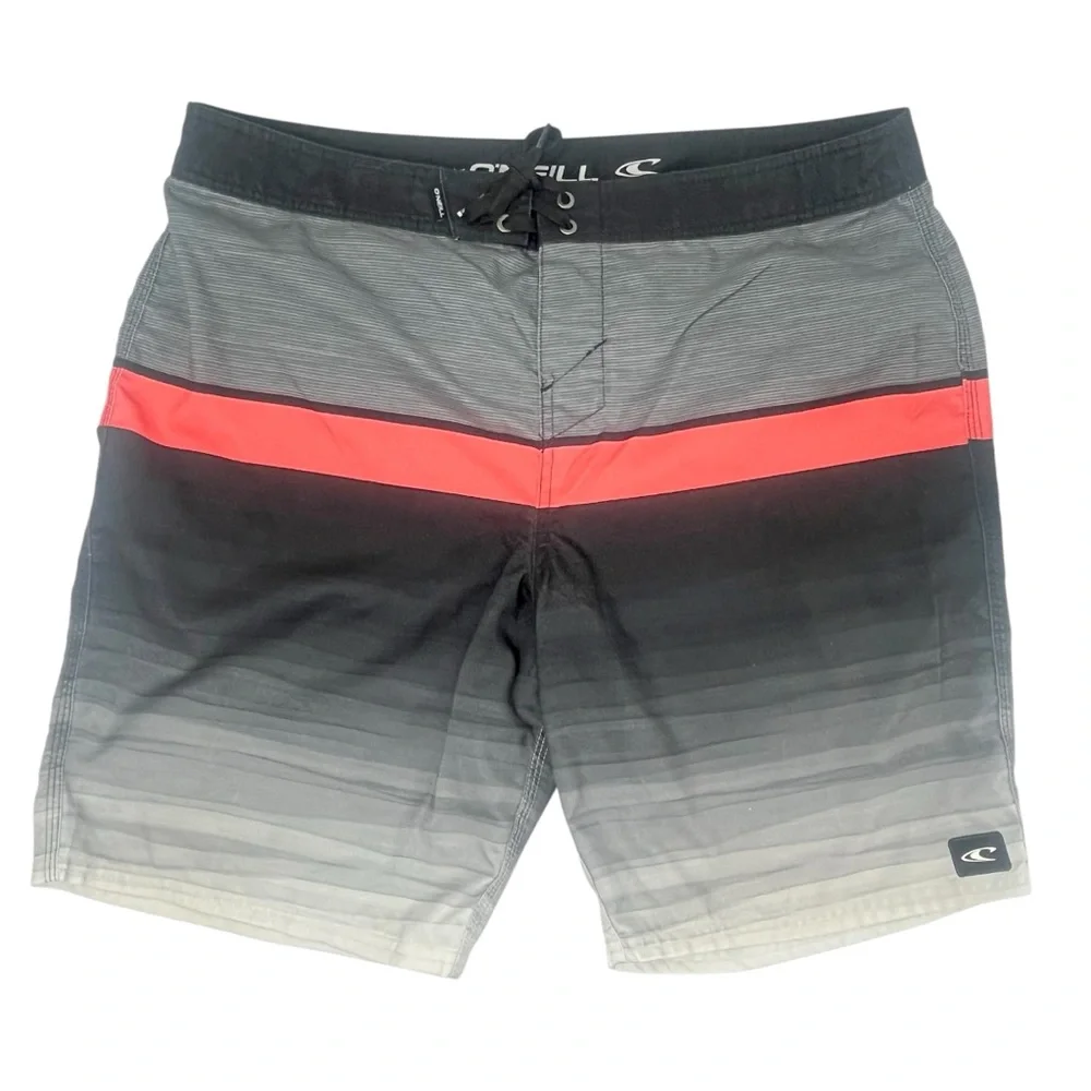 Men’s O'Neill Gray and Red Board Shorts Size 36 10721